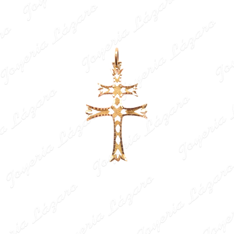 CRUZ DE CARAVACA ORO 18 KTS  SENCILLA CALADA 19X30mm                                                