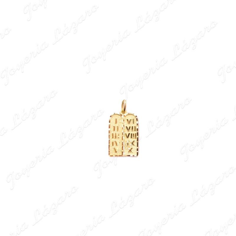 COLGANTE ORO 18 KTS 12 MANDAMIENTOS TABLA DE MOISES 11X17mm                                         