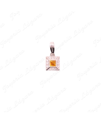 COLGANTE 18KT BL. PIEDRA AMARILLA
